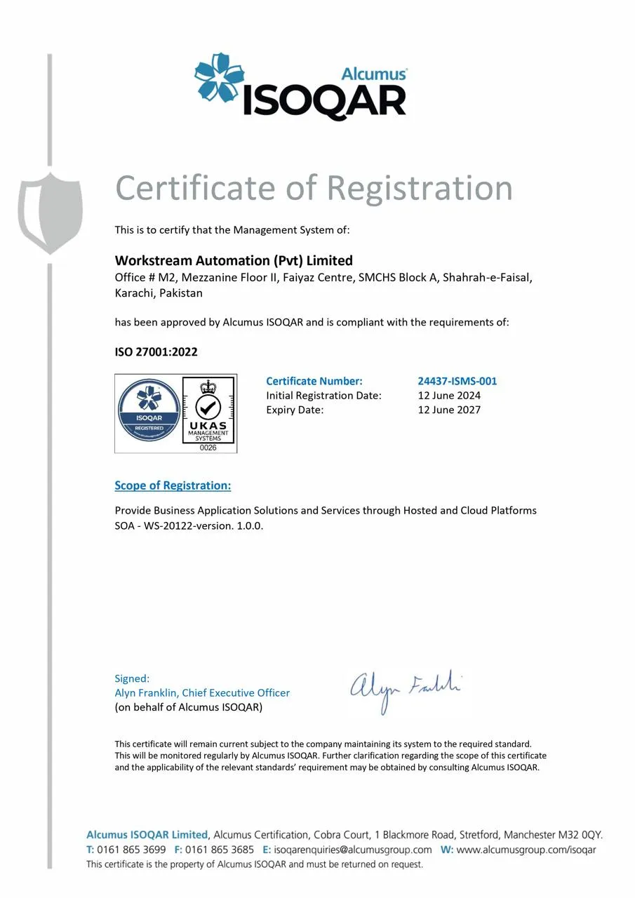 ISO 27001:2022 certificate